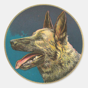 MINIATURhundeporträts Schäferhund Runder Aufkleber