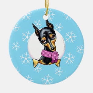 MiniaturPinscher ließ es schneien Keramik Ornament