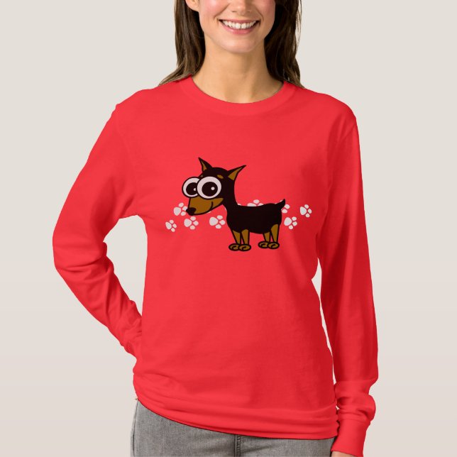 MiniaturPinscher Longsleeve T - Shirt - Rot (Vorderseite)