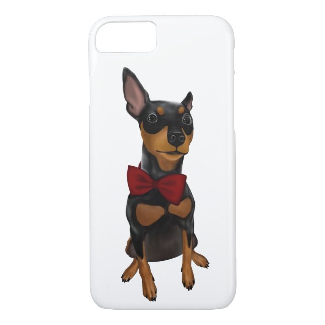 MiniaturPinscher (minimales Button) mit Bogen Case-Mate iPhone Hülle (Rückseite)