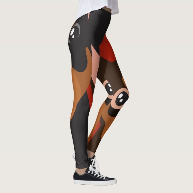 MiniaturPinscher (minimales Button) POP-KUNST Leggings (Rechts)