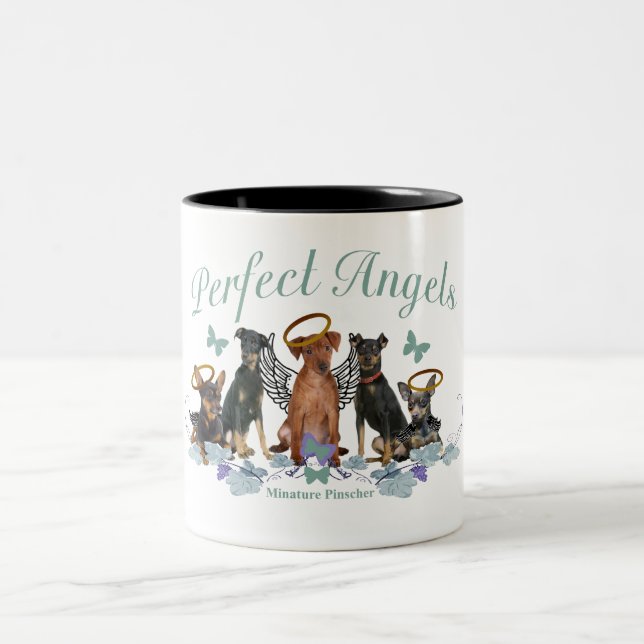 Miniaturpinscher-perfekte Engels-Tassen Zweifarbige Tasse (Mittel)