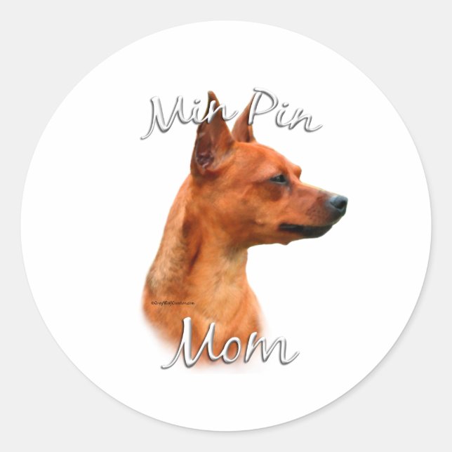 Miniaturpinscher (Rost) Mama 2 Runder Aufkleber (Vorderseite)