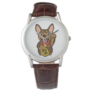 Miniaturpinscher-Schokoladen-minimale Armbanduhr