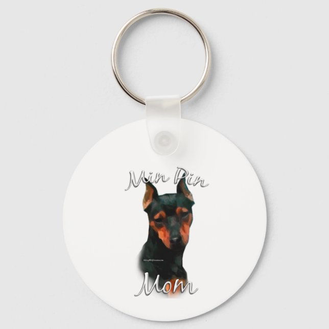 Miniaturpinscher (schwarz) Mama 2 Schlüsselanhänger (Vorderseite)