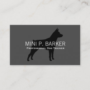 Miniaturpinscher-Silhouette-Schwarzes auf Grau Visitenkarte
