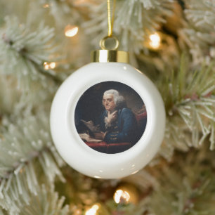 Miniaturporträt, Benjamin Franklin Gründungsvater Keramik Kugel-Ornament