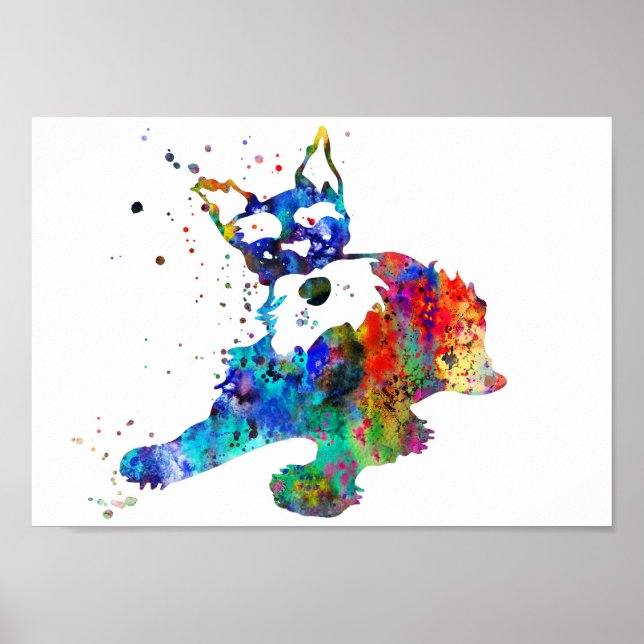 Miniaturschnauzer, Aquarellbrand Poster (Vorne)