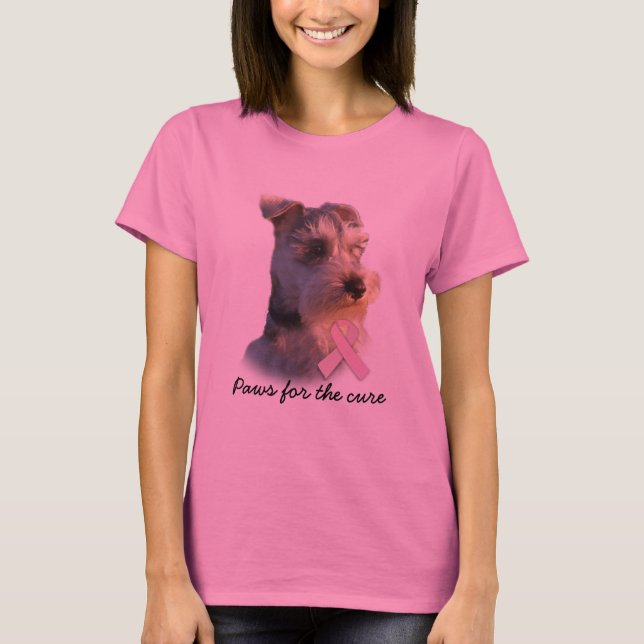 Miniaturschnauzer-Brustkrebs-Damen-Shirt T-Shirt (Vorderseite)