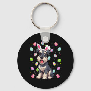 Miniaturschnauzer-Hund Ostereierjagd Hasenohren  Schlüsselanhänger