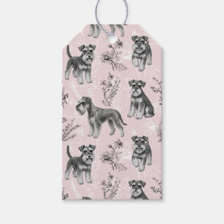 Miniaturschnauzer Vintage Rosa Toile de Jouy Geschenkanhänger