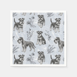 Miniaturschnauzer Vintage Toile de Jouy Serviette