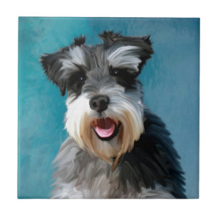 Miniaturschnauzer-Wasserfarben-Kunstmalerei Fliese