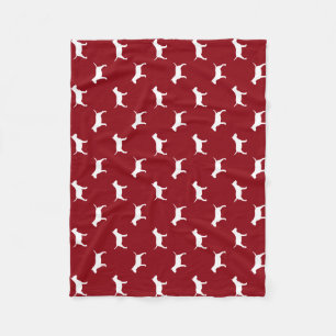 Miniaturstier-Terrier-Silhouette-Muster-Rot Fleecedecke
