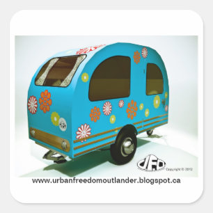 Minifahrrad-Camper-Aufkleber Quadratischer Aufkleber