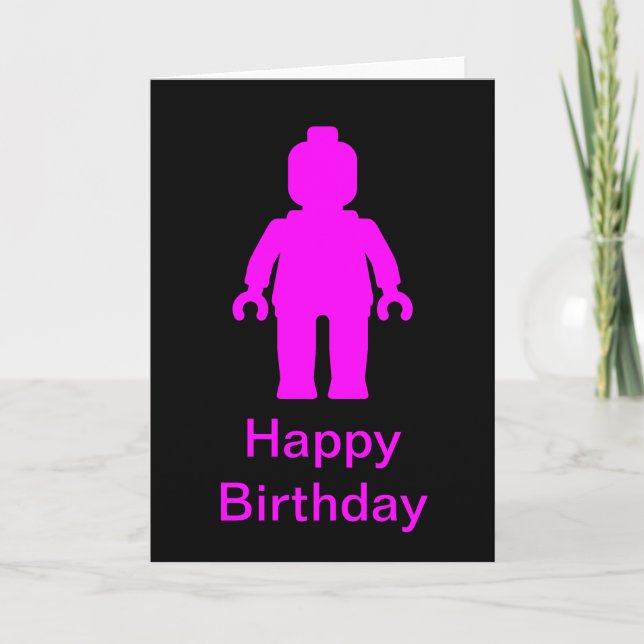 Minifig [dunkles Rosa] alles- Gute zum Karte (Vorderseite)