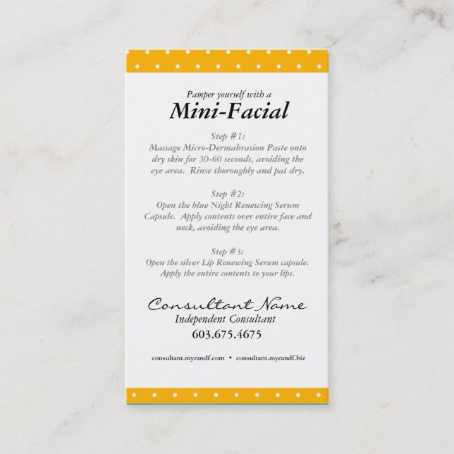 Minigesichtsanweisungskarten Visitenkarte (Vorderseite)