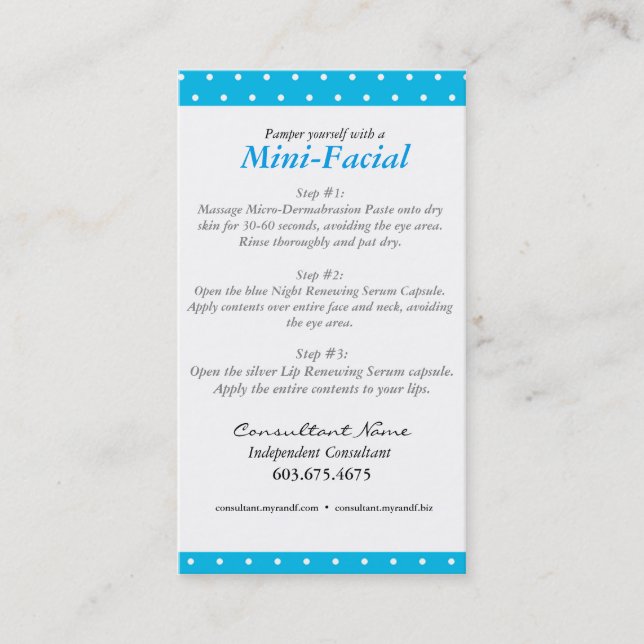 Minigesichtsanweisungskarten Visitenkarte (Vorderseite)