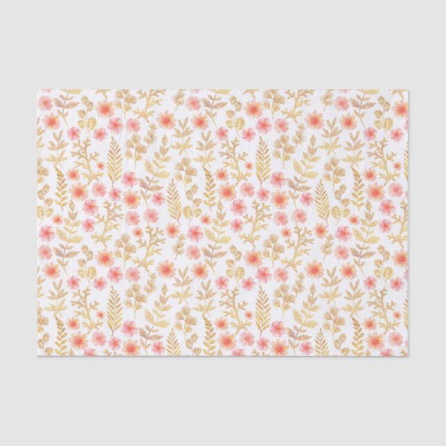 Minigold und Koralle mit Blumen Seidenpapier (Vorderseite)
