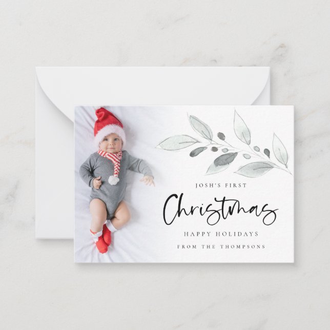 Minigröße | 1. Weihnachts Baby Custom Foto Card Mitteilungskarte (Vorderseite)