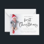 Minigröße | Baby First Christmas Custom Foto Card Mitteilungskarte<br><div class="desc">Ein charmantes MINI SIZE 3.5" x 2.5" für Ihre festlichen Grüße. BITTE BEACHTEN Sie, wenn Sie in den USA sind, ist diese Größe kleiner als die Mindestportoberanforderung in den USA. Wählen Sie daher bitte die Größe 3, 5" x 5", wenn Sie sie per Post schicken möchten. Baby First Christmas Custom...</div>