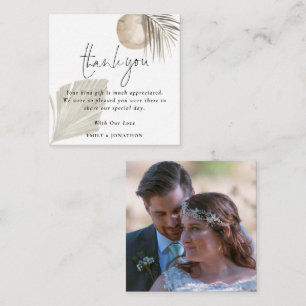 Minigröße   Boho Pampas Foto Wedding Vielen Dank Mitteilungskarte