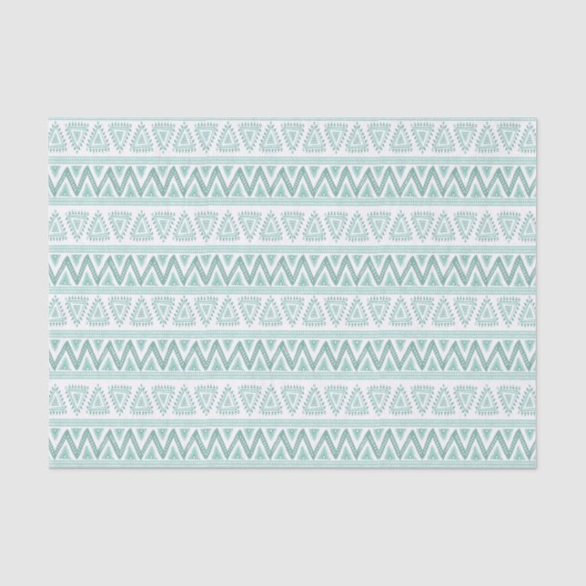 Minigrün Tribal Geometrisches Muster Seidenpapier (Vorderseite)