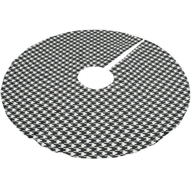 MiniHahnentrittmuster-Muster Schwarzweiss Polyester Weihnachtsbaumdecke (Schrägansicht)