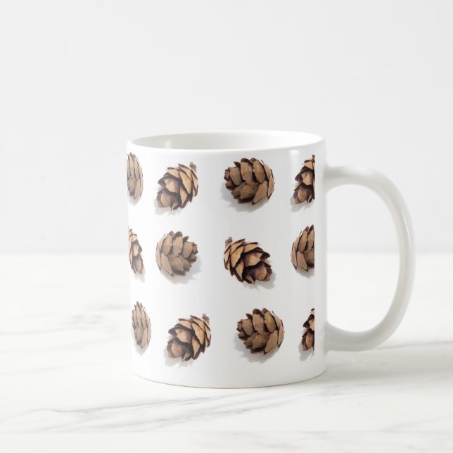 Minikiefern-Kegel auf Weiß Kaffeetasse (Rechts)