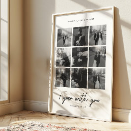 Minimal 1. Jubiläum Hochzeit 9 Foto Collage Poster