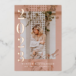 Minimal 2022 Grad Party Script Rosa Overlay Foto Folieneinladung