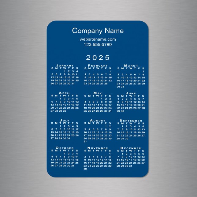 Minimal 2025 Calendar Company Name Blue Magnet (Minimal 2025 Calendar Company Name Blue Magnet in situ)