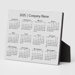 Minimal 2025 Calendar Firmenname auf Gray Desktop Fotoplatte