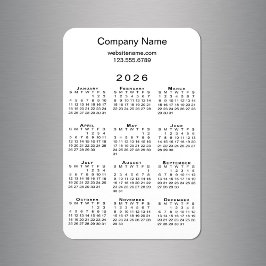 Minimal 2026 Kalender Firmenname Info über White Magnet