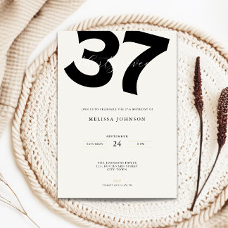 Minimal 37th Birthday Invitation - Bold Typo
