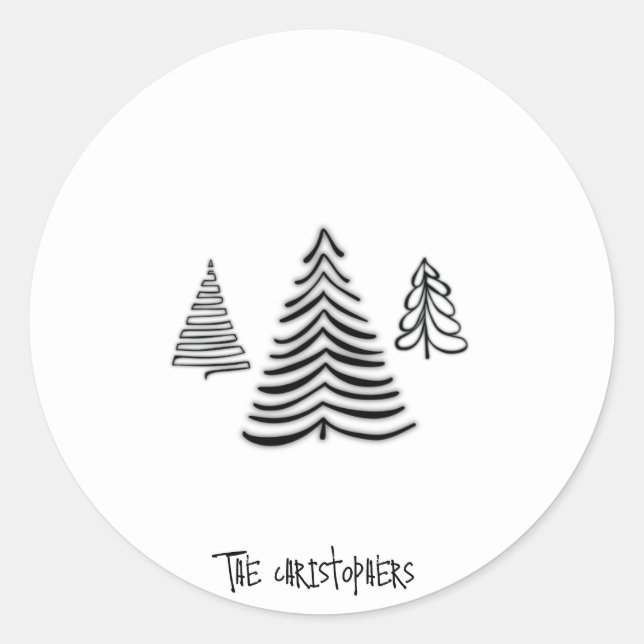 Minimal 3 Weihnachtsbäume Personalisiert Stickers (Vorderseite)