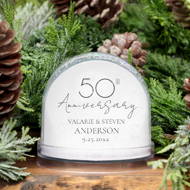 Minimal 50th Wedding Anniversary Photo Schneekugeln (Winter)