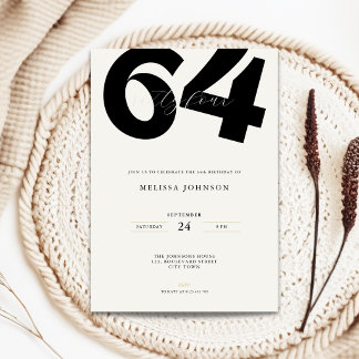 Minimal 64th Birthday Invitation - Bold Typo Einladung