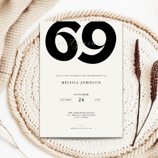 Minimal 69th Birthday Invitation - Bold Typo Einladung