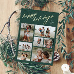 Minimal 7 Foto Collage Script Happy Holidays Folien Feiertagskarte<br><div class="desc">Minimal 7 Foto Collage Script Happy Holidays Foil Holiday Card. Klicken Sie auf Personalisieren,  um dieses Design mit Ihren Fotos und Details anzupassen.</div>