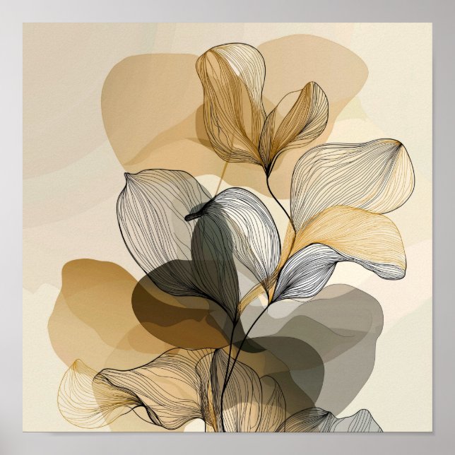 Minimal Abstract Botanical Line Art Design Poster (Vorne)
