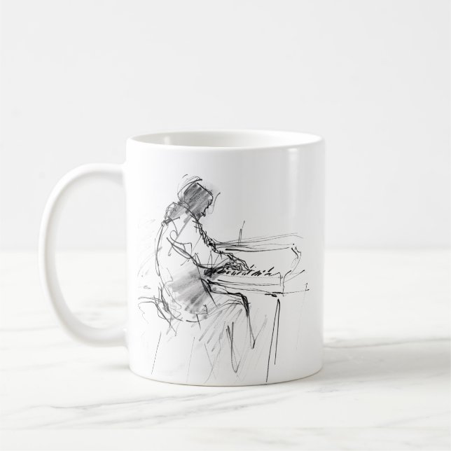 Minimal Abstract Pianist Playing Piano – Elegant  Kaffeetasse (Links)