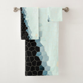Minimal Abstrakt Art Pale Pink Blue Black Badhandtuch Set