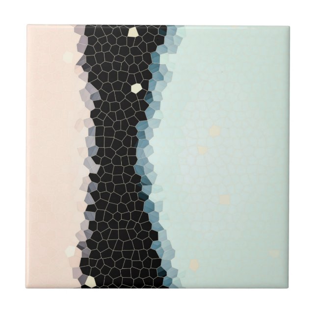 Minimal Abstrakt Art Pale Pink Blue Black Fliese (Vorderseite)