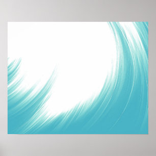 Minimal Abstrakte Blaue Wellen Pinselstriche Kunst Poster