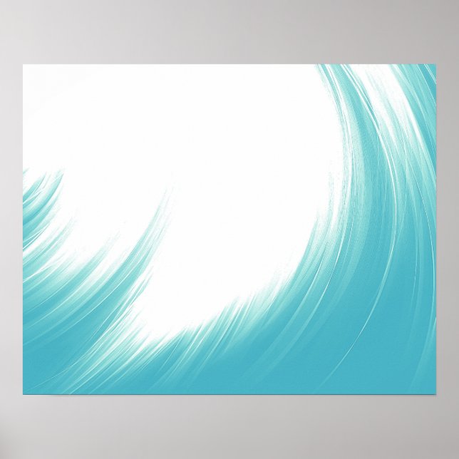 Minimal Abstrakte Blaue Wellen Pinselstriche Kunst Poster (Vorne)