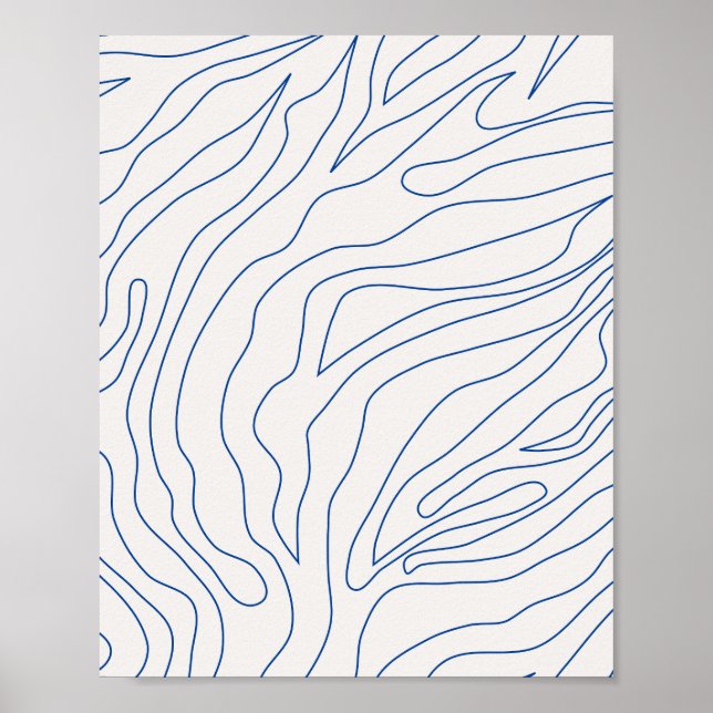 Minimal Abstrakte Creme weiß und blau Poster (Vorne)