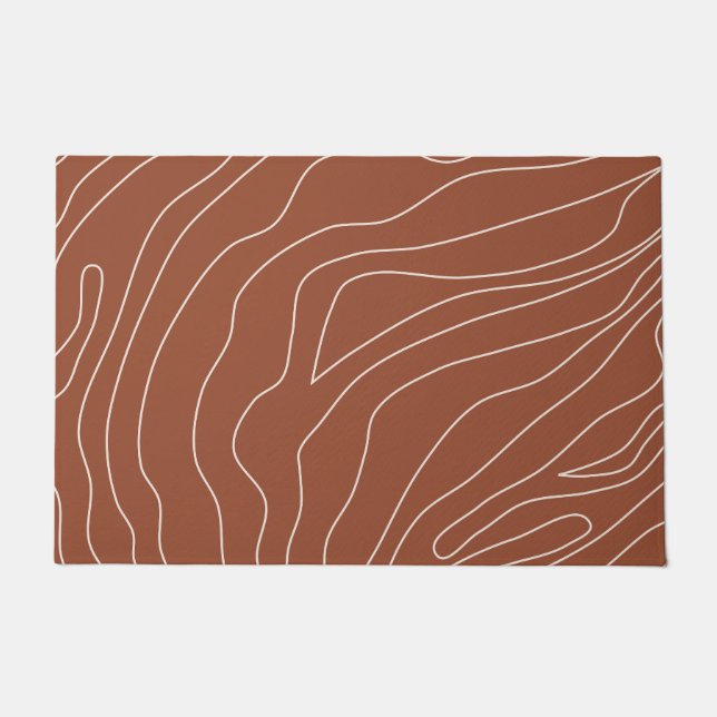 Minimal Abstrakte Linien Rost Terracotta Fußmatte (Vorderseite)