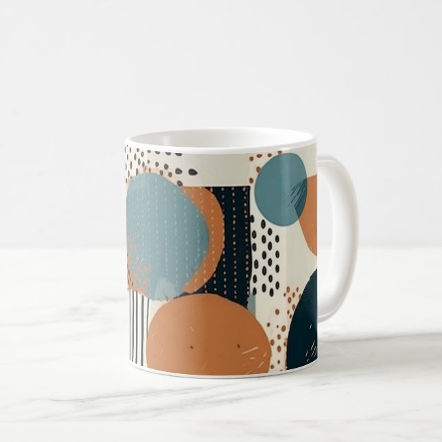 Minimal Abstraktes Nahtloses Muster - Geometrisch  Kaffeetasse (VorderseiteRechts)