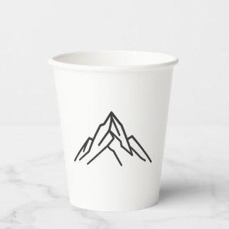 Minimal Alpine Mountain Line Art Paper Cup Pappbecher
